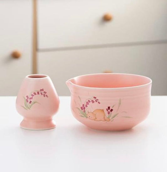 Hand Painted Matcha Set ( Sleepy Bear )